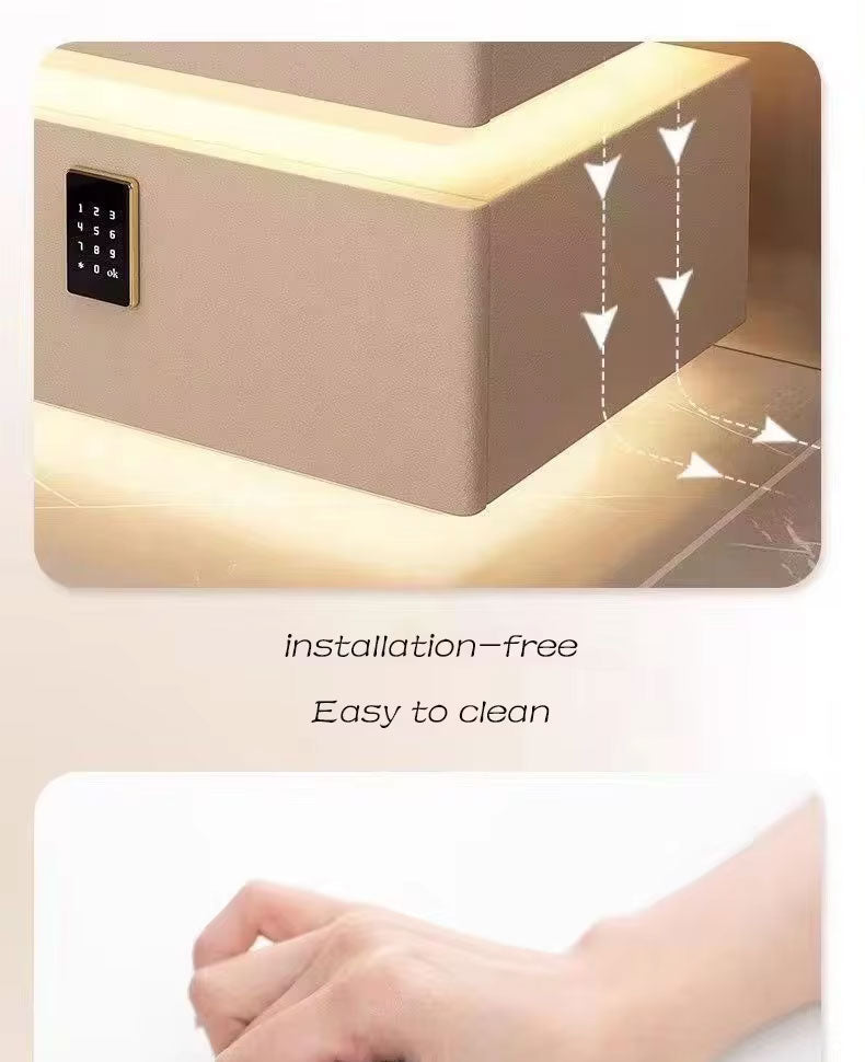Nordic style smart bedside cabinets with wireless charging, Bluetooth speaker, LED strip, and secure password lock drawer-Available In Various Colours PreOrder Sales Now Available!
