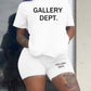 Ladies Black or White Casual Printed Short Sleeve Two Piece