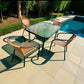 MFurn Sunshine 6 Piece Outdoor Patio Set with Steel Center Umbrella & Tempered Glass Table