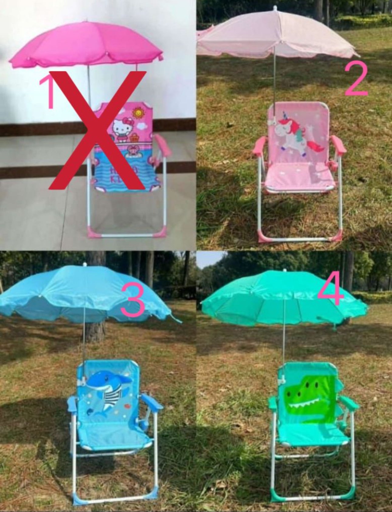Kiddies Camping Chair With Umbrella- Various Options
