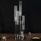 MHome  5-Arm Crystal Round Glass Taper Candle Candelabra, Pillar Candle Holder Wedding Centerpiece