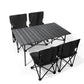 MHome Foldable Outdoor Table & 6 Chairs – Portable Camping, Picnic & Backyard Set