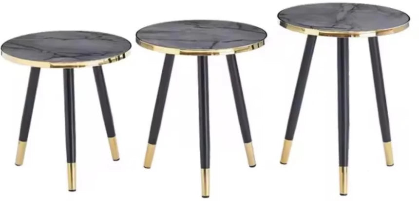 MFurn 3-in-1 Nesting Luxury Marble Side Table Set