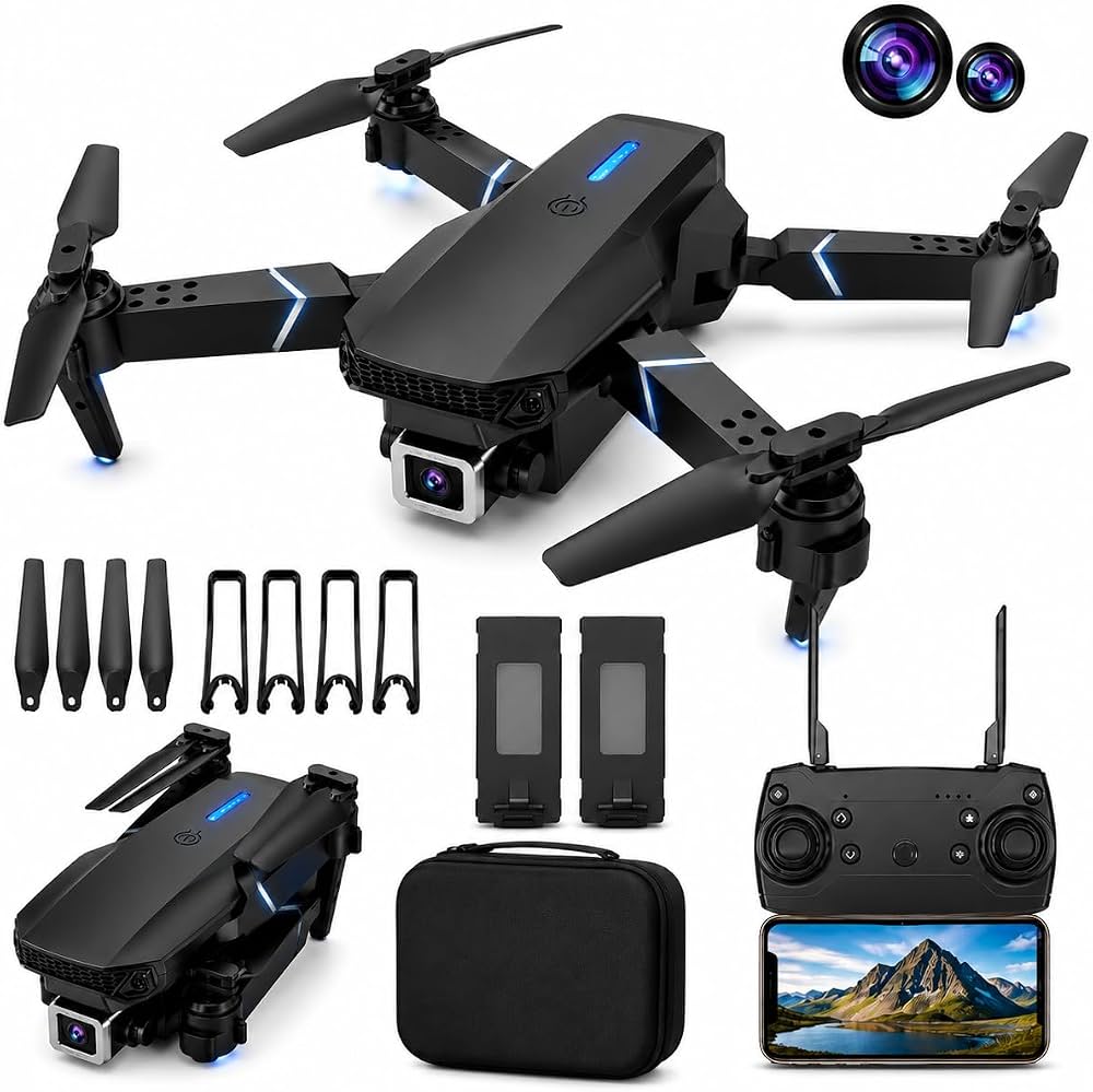 MTech Foldable HD
Camera Drone – WiFi FPV
RC Quadcopter with One-
Key Return & Altitude
Hold Model E88