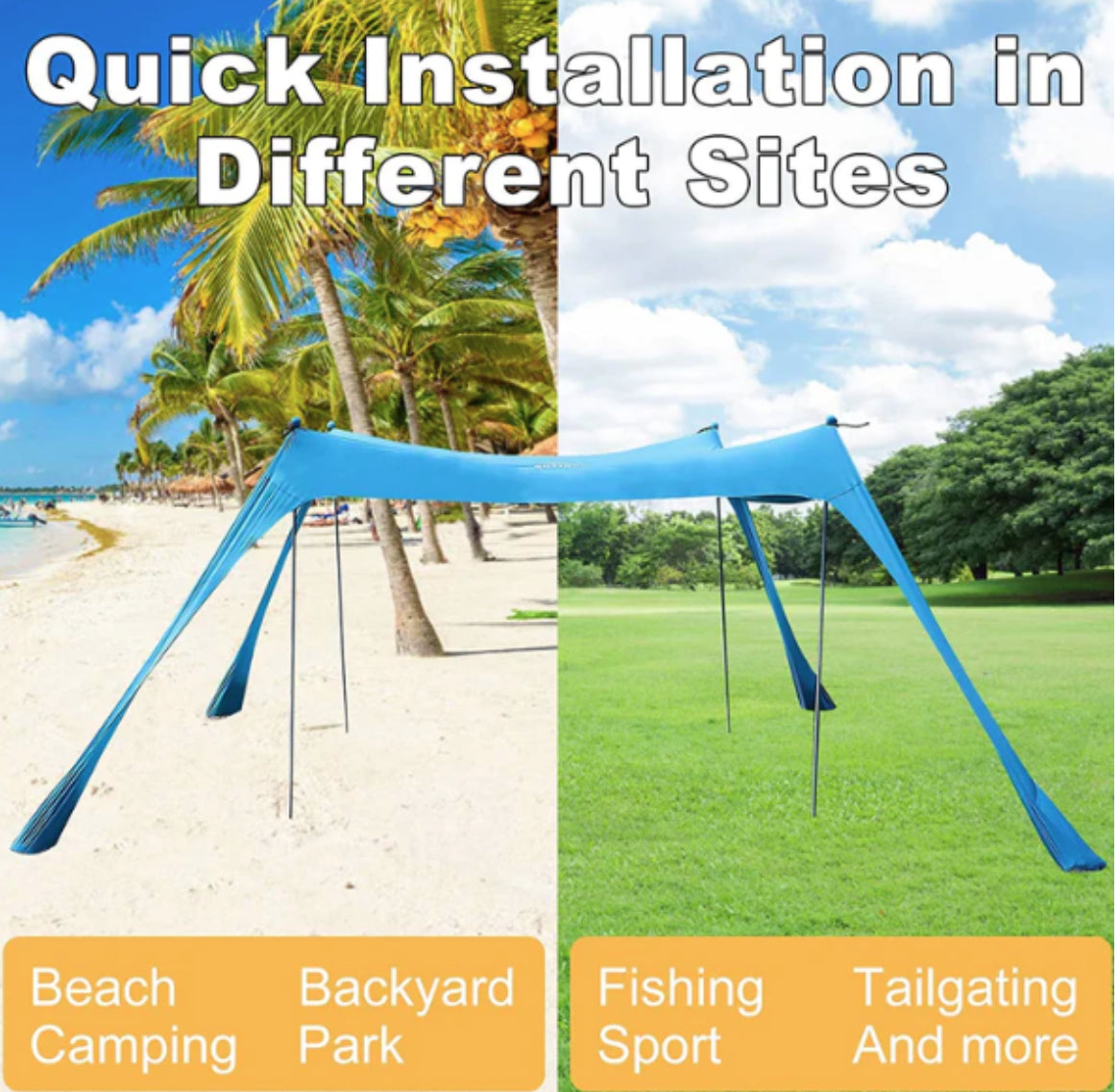 MHome Beach Tent Sun Shelter – UV Protection Outdoor Canopy 3x3M