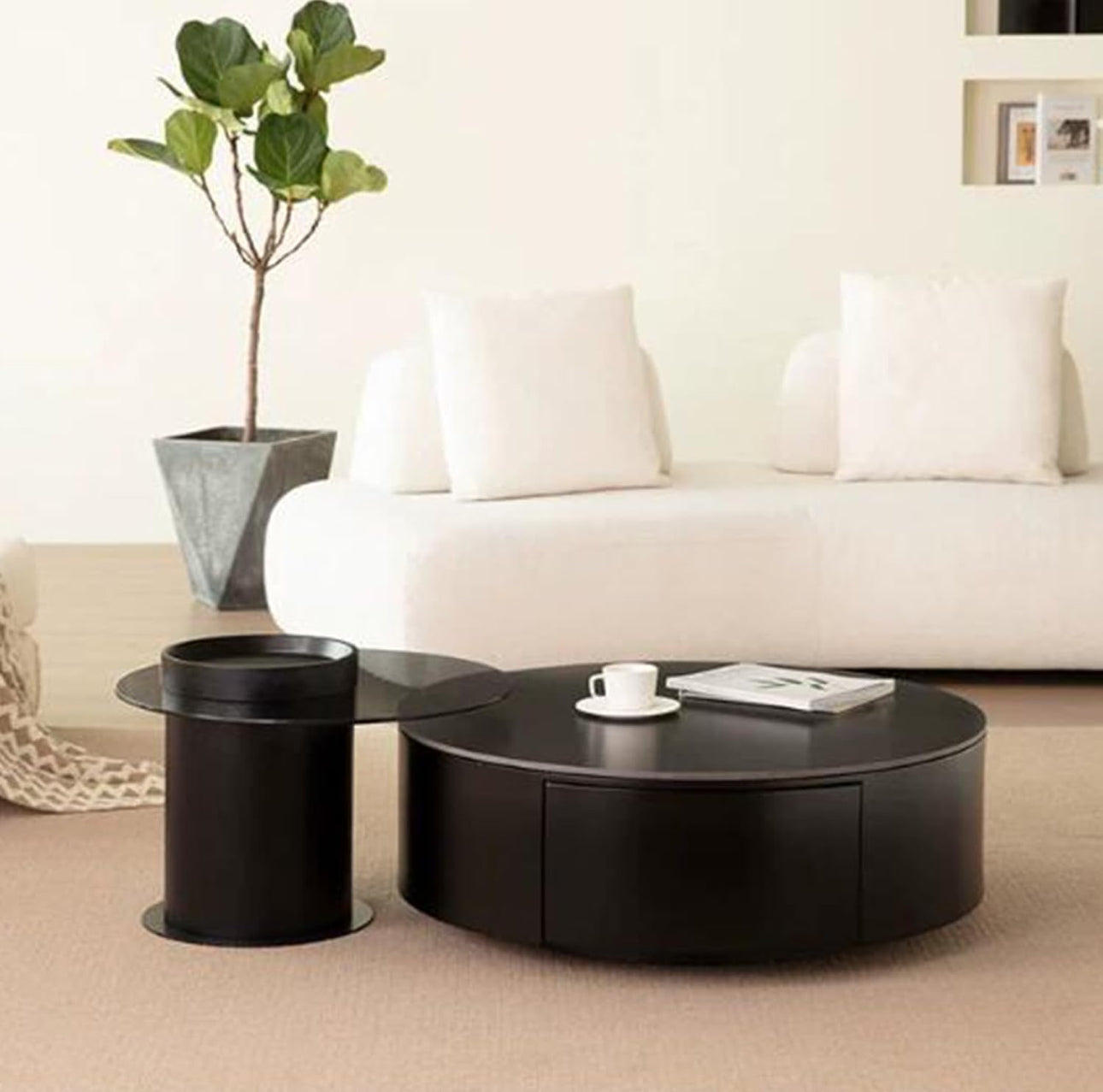 MFurn Round Mosiac Coffee Table With Glass 2pc