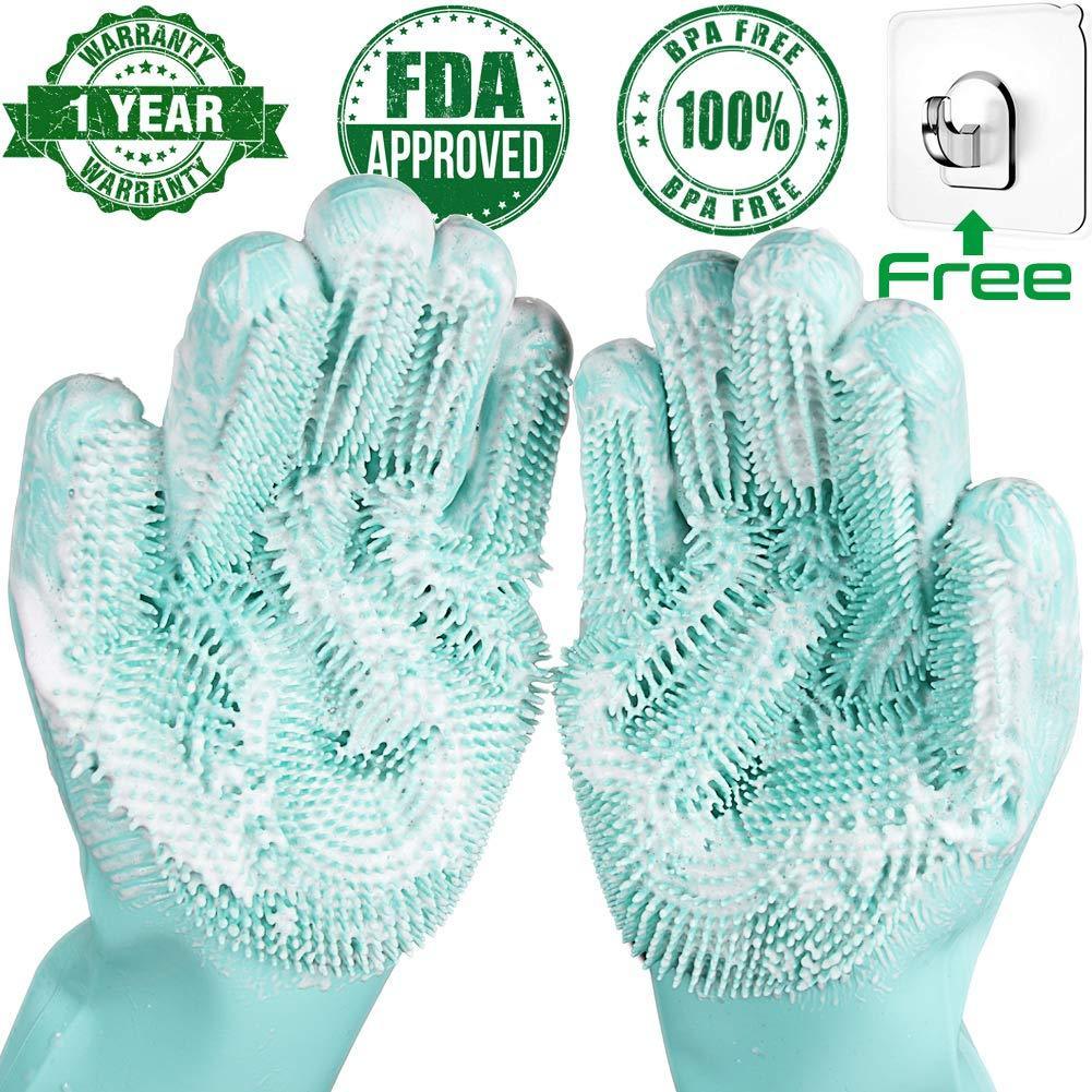MHOME Multifunction Magic Silicon Dish Washing Gloves 2pc Set
