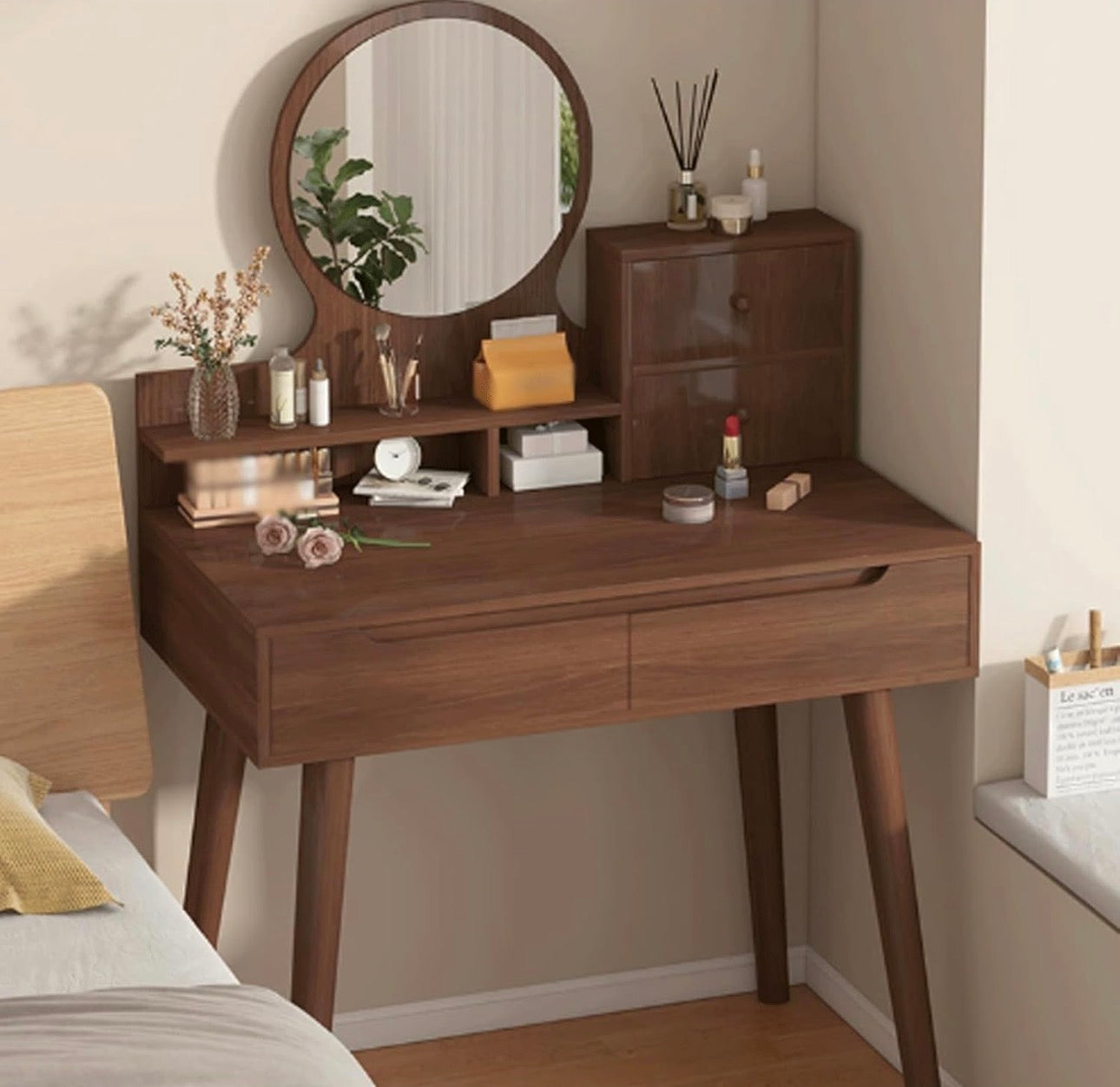 MFURN
Makeup Vanity Desk with Round Mirror Dressing Table for Bedroom with Lots Storage -Various Options