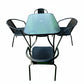 MFurn Sunshine 6 Piece Outdoor Patio Set with Steel Center Umbrella & Tempered Glass Table