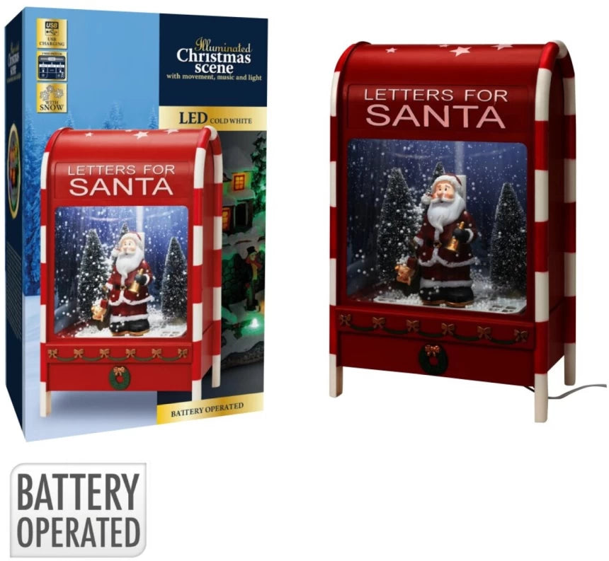 LED Musical Santa Letter Box Christmas Decoration 37cm
