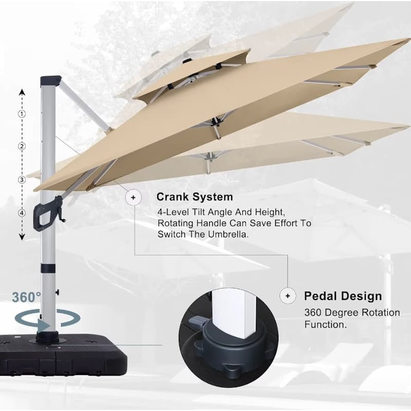 Weather-Resistant Cantilever Umbrella With LED Lighting