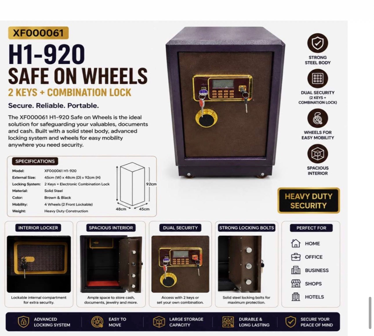 MHome High Capacity Commercial Grade Security Safe