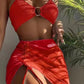 Ladies 3 Pieces Mesh Skirt Swimsuit Women Halter Micro Ribbed Bikini High Waist Swimwear Sexy Solid Beachwear Bathing Suit Various Colours