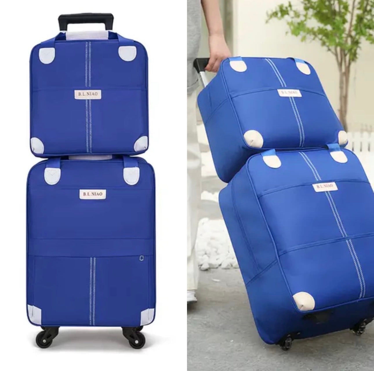 Two-Piece Oxford Cloth Travel Trolley Bag - Various Colours