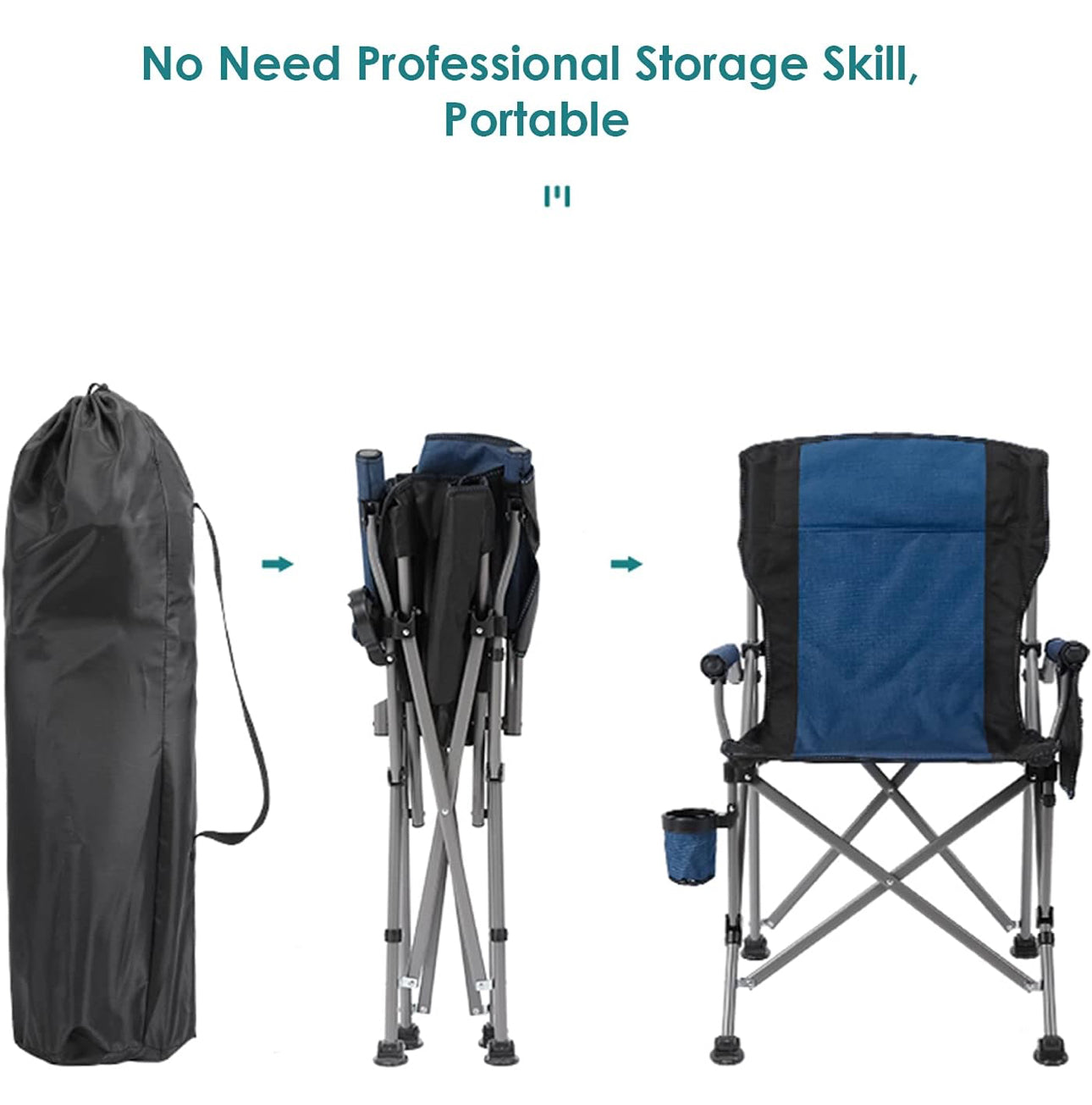 Foldable Folding Chair with Pocket Carrying Storage Bag Cup Holder Packable Portable for Camping Fishing Outdoor Indoor Use
