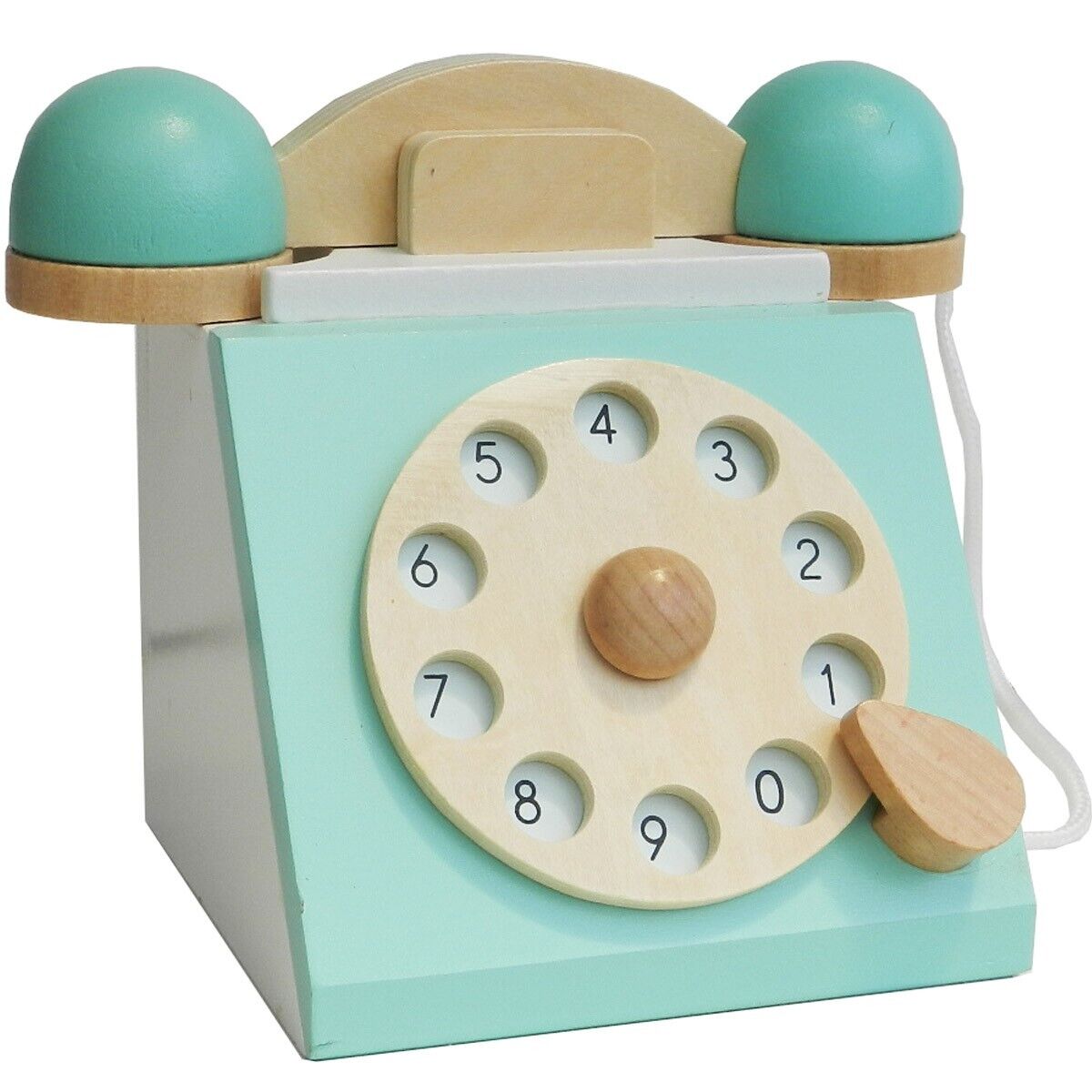 Kids Baby Wooden Pretend Retro Phone Toy Antique Dial Telephone Rotary Design