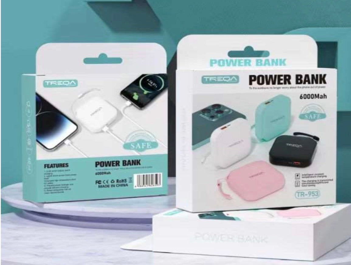 Treka Portable Power Bank - 6000mAh-Various Colours