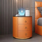 Round Bedside Table Smart Intelligent Audio Password Fingerprint Lock Wireless Charging Leather Wood Cabinet Nightstands - Various Colours