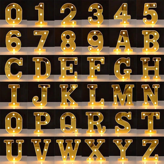 LED Letter & Number Lights Gold Various Options