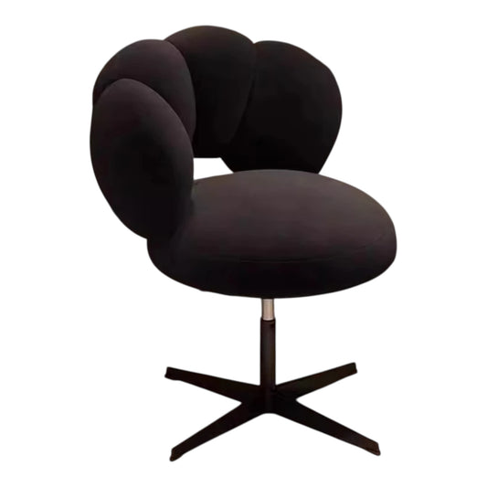 MFurn Rotating Boucle Upholstered Desk Makeup Vanity Chair with Wheels Swivel Cloud-shaped Accent Chair with Adjustable Height for Home Office Living Room, Bedroom Women Black
