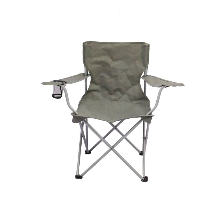 MHome  Classic Adult Folding Camp Chairs with Mesh Cup Holder 4pc Set Grey Only