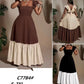 Ladies Two-Tone Ruffle-Sleeve Tiered Maxi Dress-Various Colours
