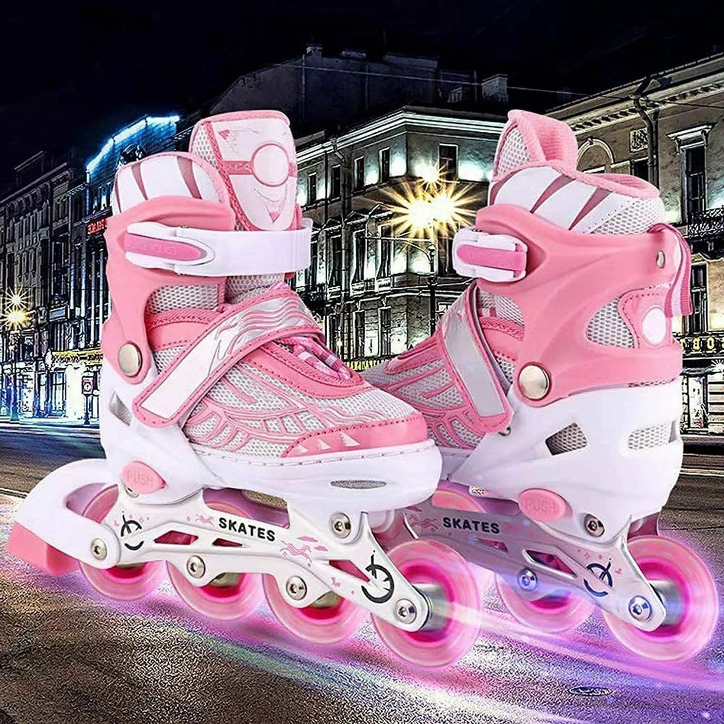 Adjustable Inline Skates Roller Blades w/Flashing Wheels Teens/Kids