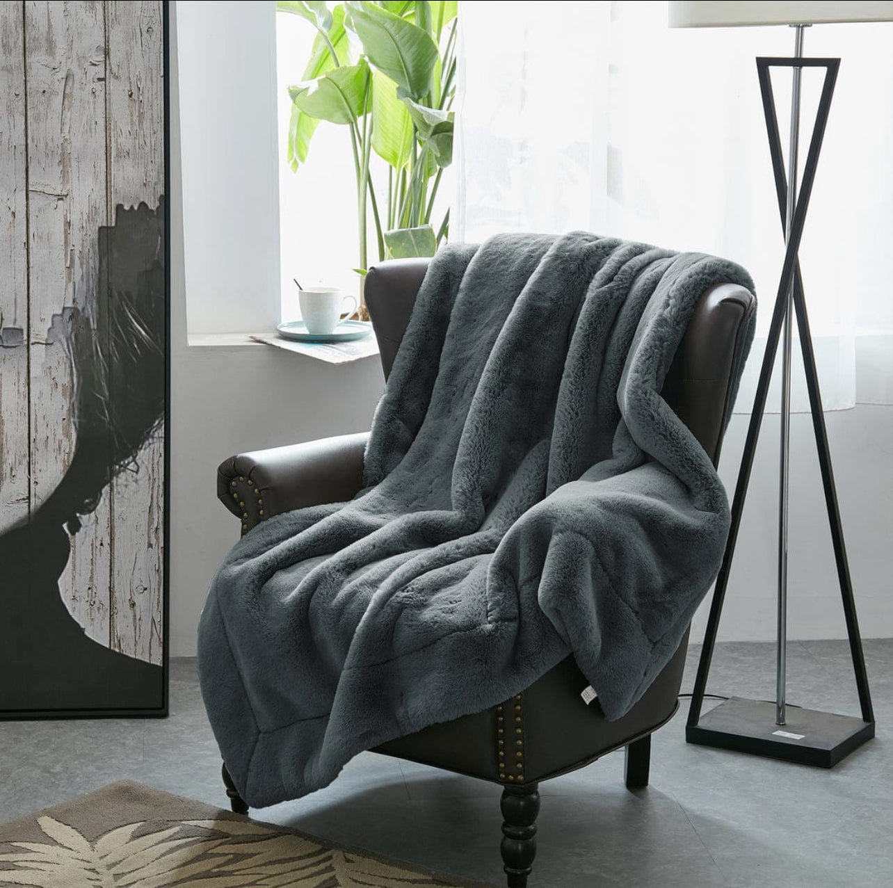 Kingole Faux Rabbit Fur Luxury Throw Blanket, Cozy Couch Sofa Bed Super Soft and Warm Plush Microfiber Fleece Queen - Various Colours Available