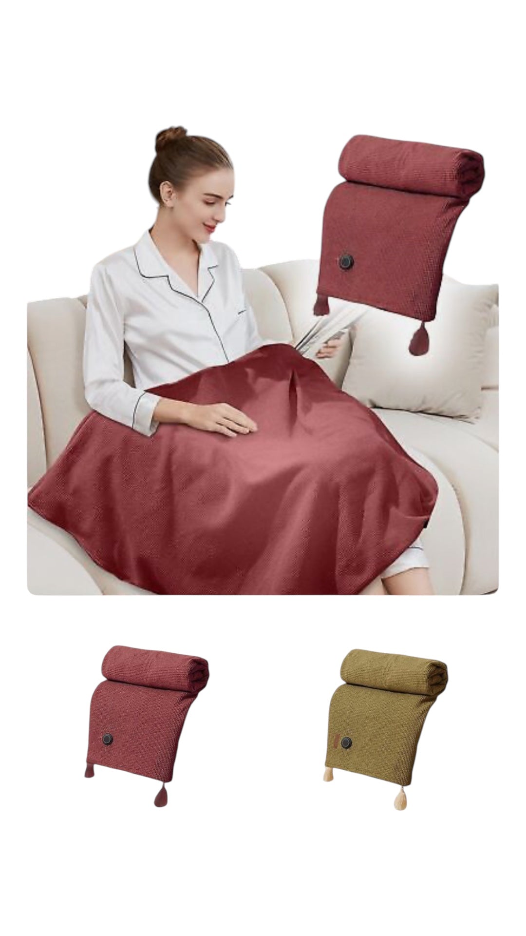Large Plush we USB Electric Heated Blanket Warm Throw Poncho Wrap Blanket Shawl Portable