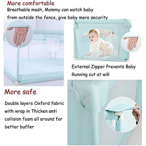 Baby Toddler Safety Playpen, Light Green , 2x1.8Mx66CM