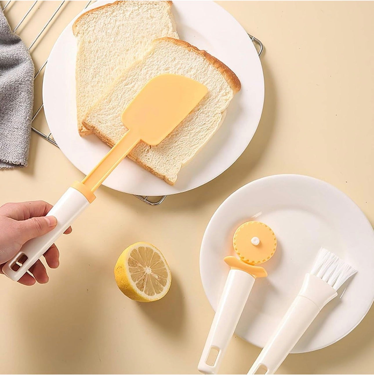 MHome 10 Pieces Pastry Brush and Spatula Set Heat-Resistant Cake Scraper Set Easy to Clean Baking Utensil Kit for Beginners, Baking