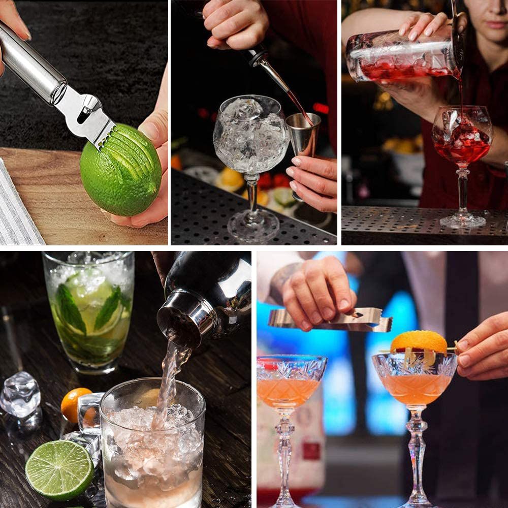 Stainless Steel Cocktail Shaker Set 11 Pieces Bartender Tools Kit-550ml