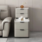 MFURN Modern Simple Style Rectangular White Sintered Stone Side Table with Block Base and 4 Drawers