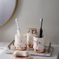 MHome 4-Piece Bathroom Accessory Set – Soap Dispenser, Soap Dish & Toothbrush Holders