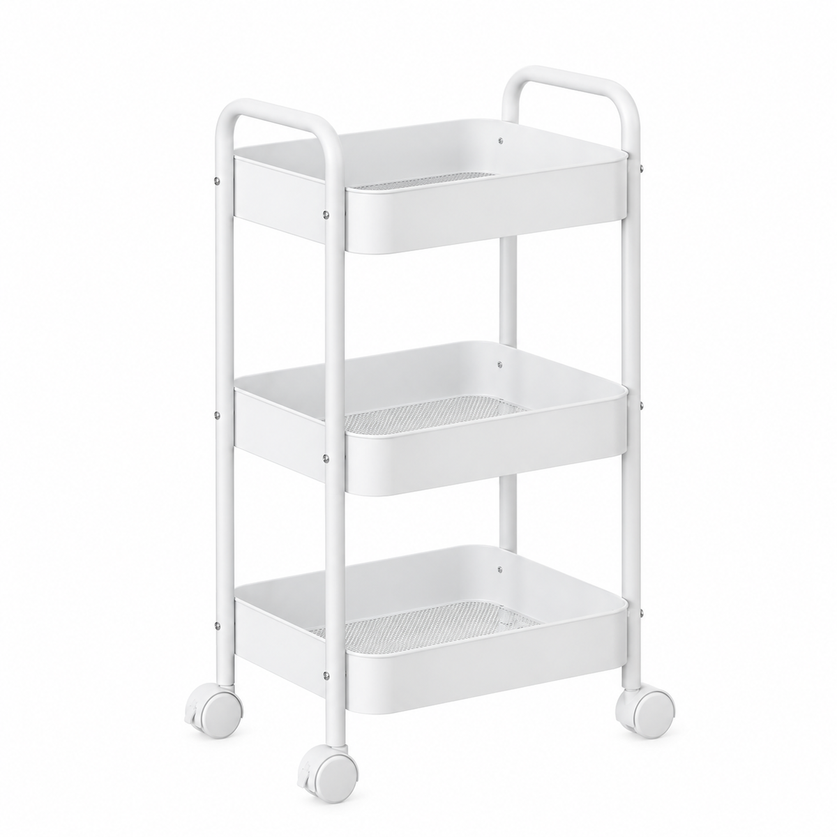 MHome 3 Tier Rolling Storage Cart with Wheels, Carbon Steel, 45x30x78cm