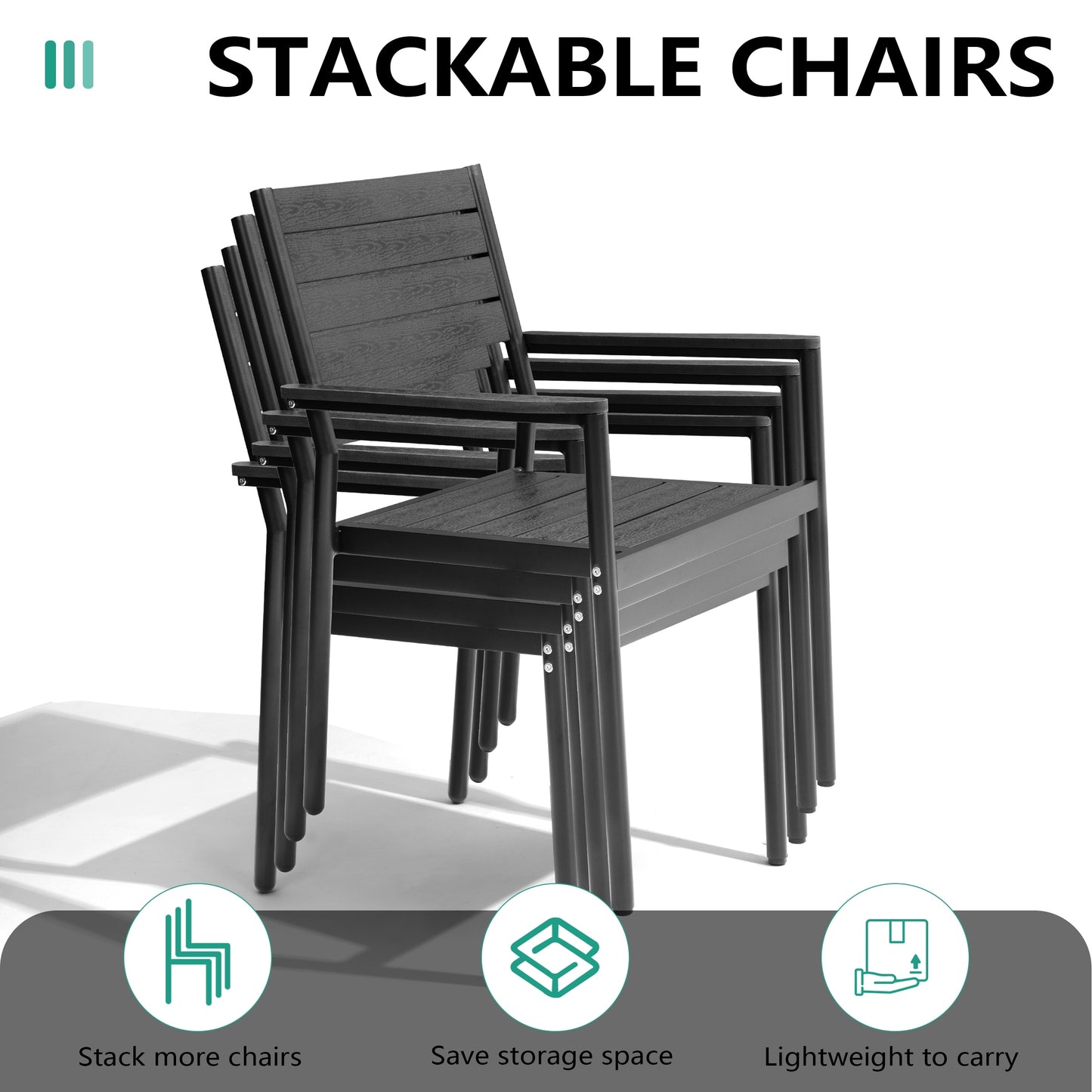 MFURN 7-Piece Outdoor Patio Dining Set with Polywood Table & Chairs