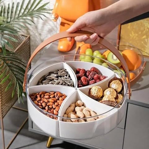 MHome  Serving Platter Set with 5 Compartments, Sectional Snack Tray for Fruits, Nuts, Chocolates, Appetizers, Party Platter