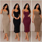 Ladies Ribbed Knit Spaghetti Strap Dress- Various Options