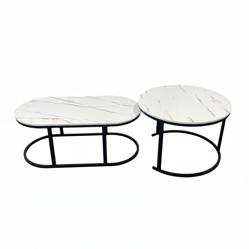 MHome Modern Marble MDF Nesting Table Set 2pc Various Options