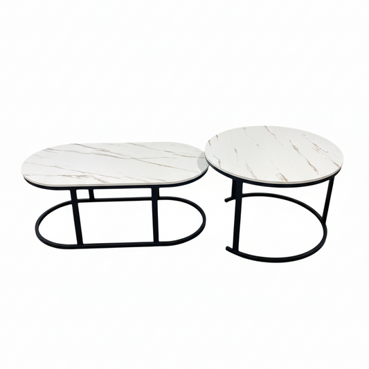 MHome Modern Marble MDF Nesting Table Set 2pc Various Options
