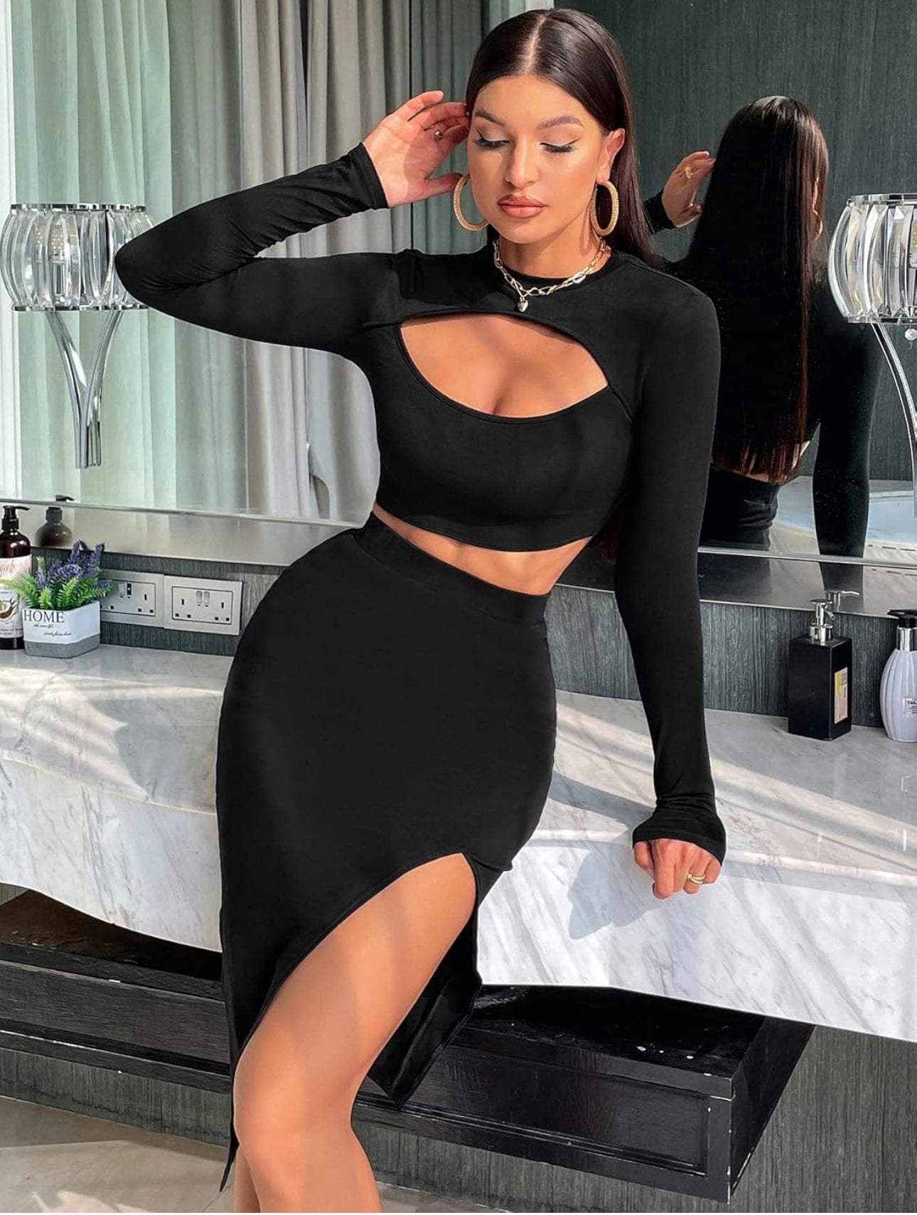 Elegant Sexy Ladies CropTop & Skirt 2pc