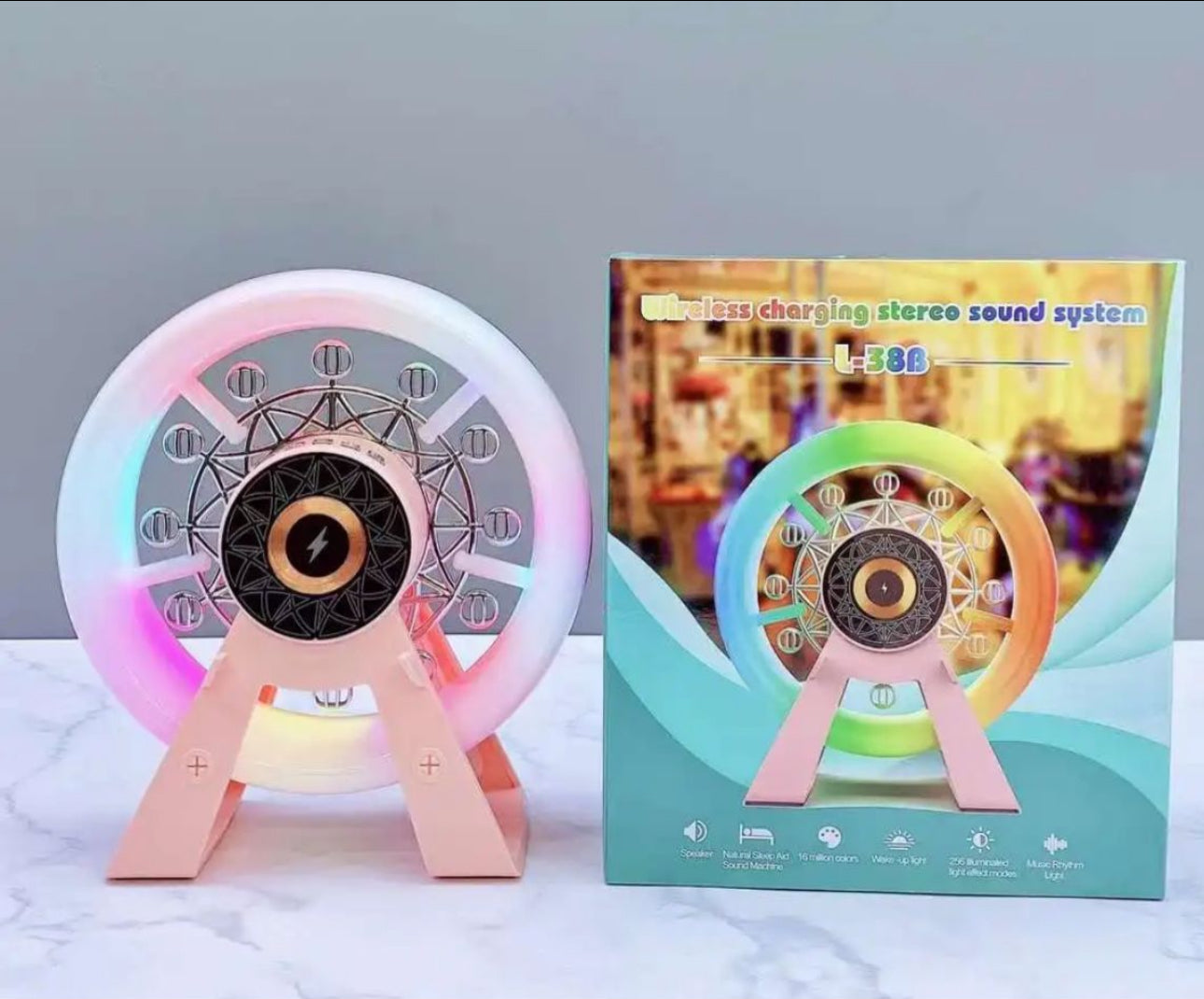 Wireless Charging Bluetooth Speaker with LED Lights, Kids Bluetooth Speaker Best Birthday Gift Ideas for Teenage, Music Gifts, Girl Boy