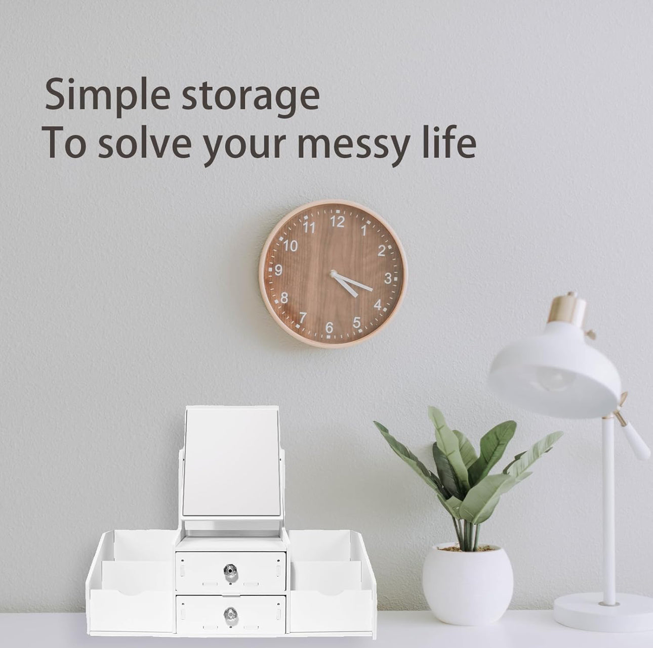 Mbeauty White Wooden Cosmetic Organiser With Drawers and Mirror