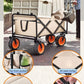 Collapsible Folding Wagon, Heavy Duty Utility Wagon Cart Foldable Collapsible Wagon With All-Terrain Wheels Outdoor Camping Garden Cart