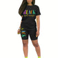 Casual 2 Piece Outfits for Women Short Sleeve T-Shirts Bodycon Shorts Set