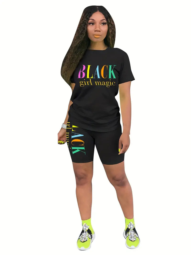 Casual 2 Piece Outfits for Women Short Sleeve T-Shirts Bodycon Shorts Set