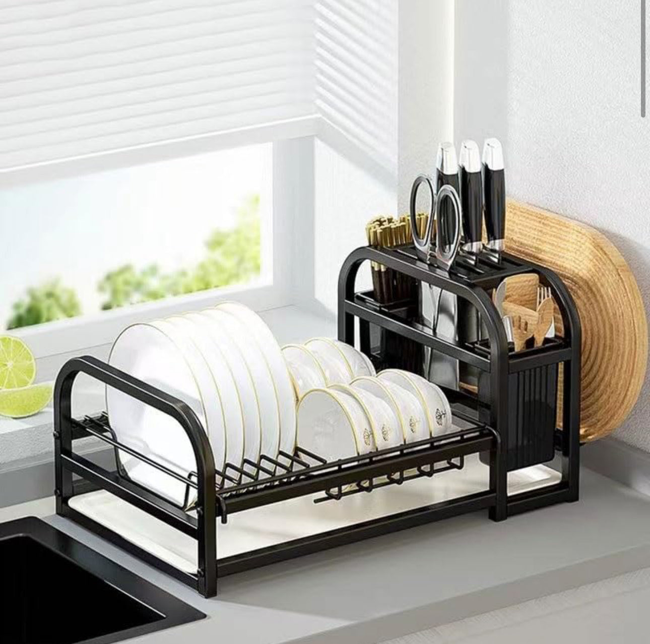 MHome Carbon Steel Kitchen Storage Rack, Dish Tray Storage Rack
