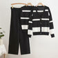 Women Striped Vest,Button Cardigan & Wide-Leg Pants,3pc Set-Various Colours