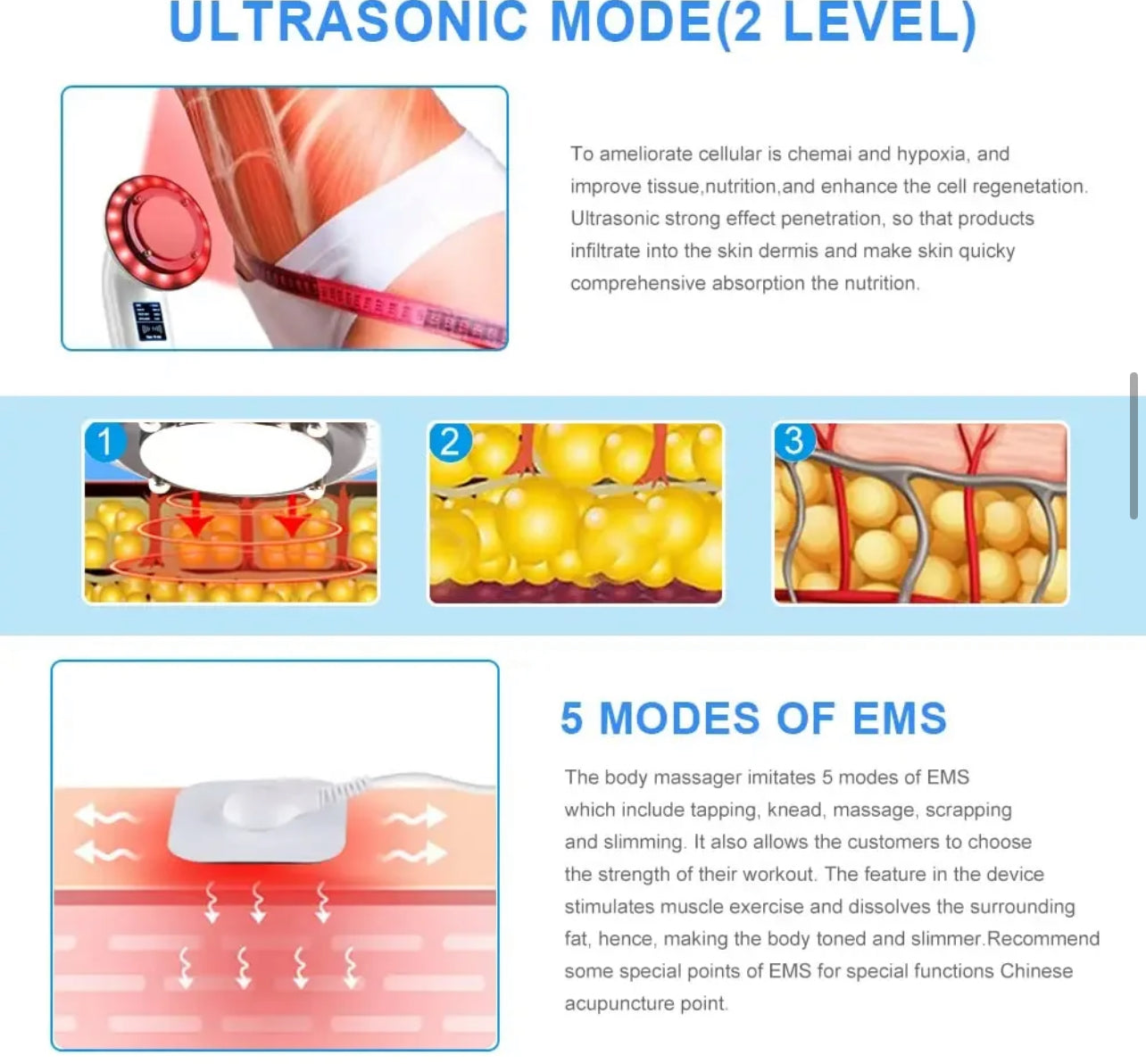 Body Slimming 8-IN-1 Machine ,Anti-Cellulite Fat Burner Skin Lift Tighten Massager - Available In Black or White