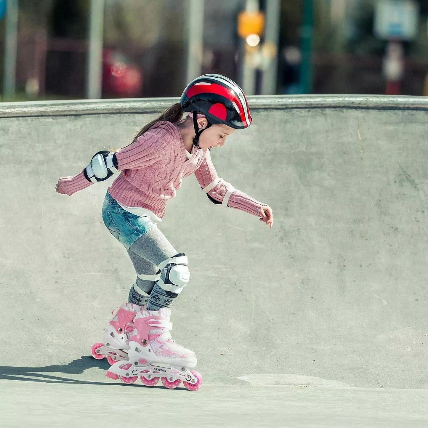 Adjustable Inline Skates Roller Blades w/Flashing Wheels Teens/Kids